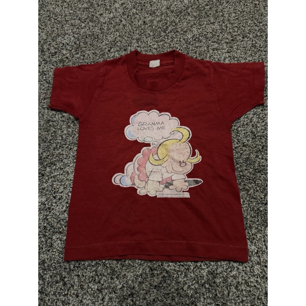 vintage 70s BEETLE BAILEY Toddler 2T-4 Granma Loves me Shirt cartoon Trixie Red
